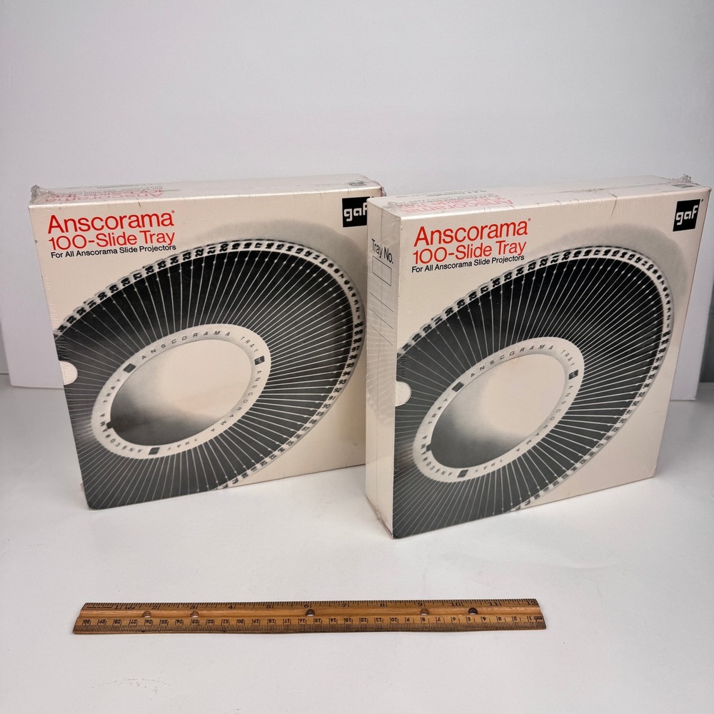 2 Pkgs Vtg Sealed‎ Anscorama 100 Slide Tray For Projectors Gravity Feed GAF USA